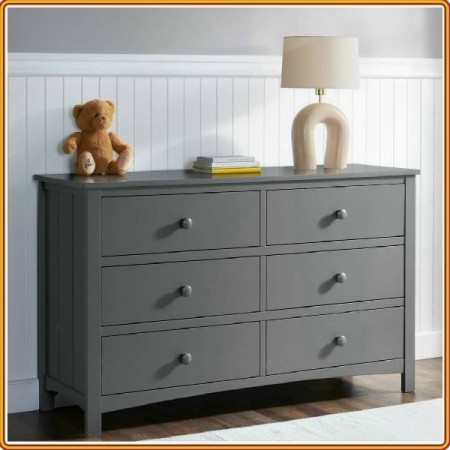 Cosi Bella - Dove Grey : Tủ Ngang 6 Ngăn Kéo - 122cm 